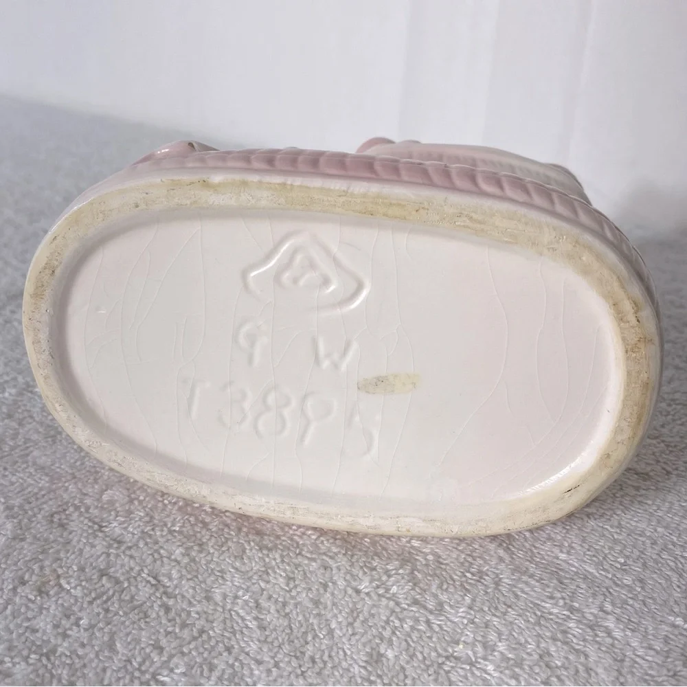 5/$35 Vintage Ceramic Pink Baby Nursery Baby Boot Planter Vase - Picture 9 of 12